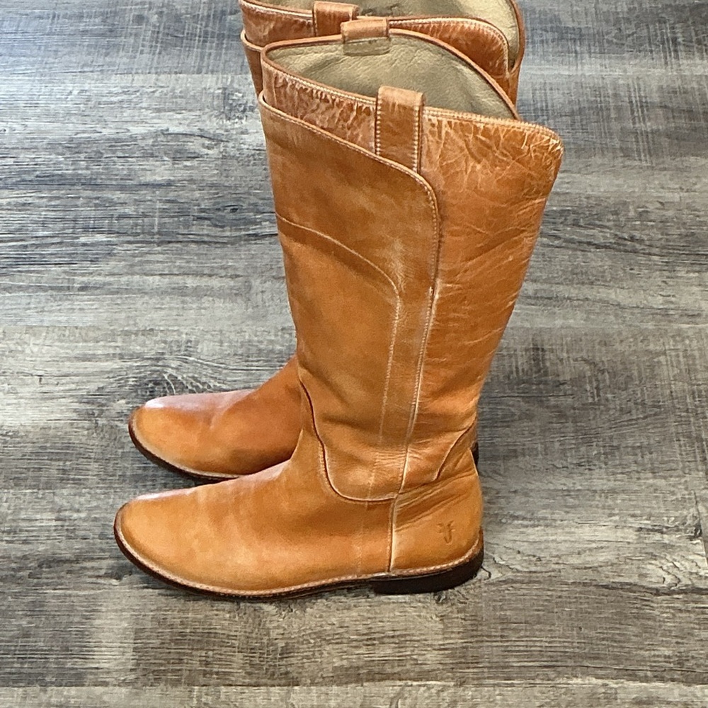 Vintage Frye Women's Tall Leather Antique Tan Leather Riding Boots Size 6